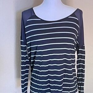 Cynthia Rowley Striped Long Sleeve Top in Navy and White